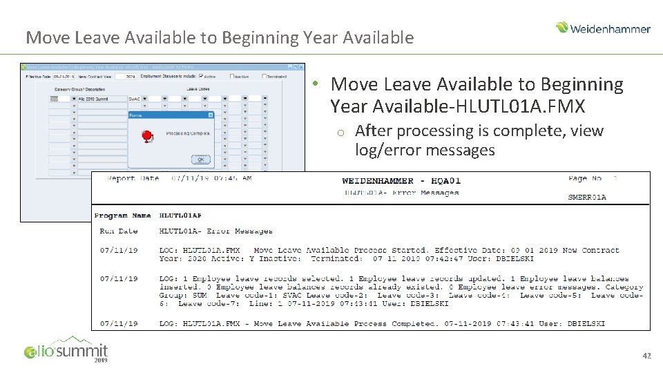 Move Leave Available to Beginning Year Available • Move Leave Available to Beginning Year