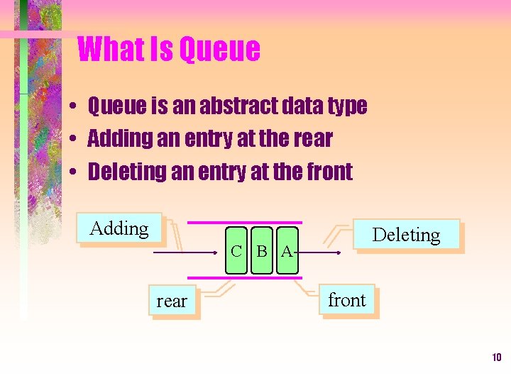 What Is Queue • Queue is an abstract data type • Adding an entry