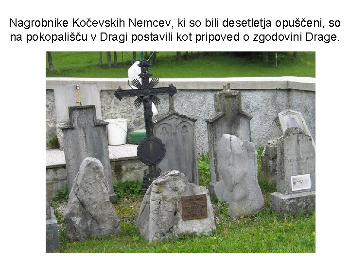 Nagrobnike Kočevskih Nemcev, ki so bili desetletja opuščeni, so na pokopališču v Dragi postavili