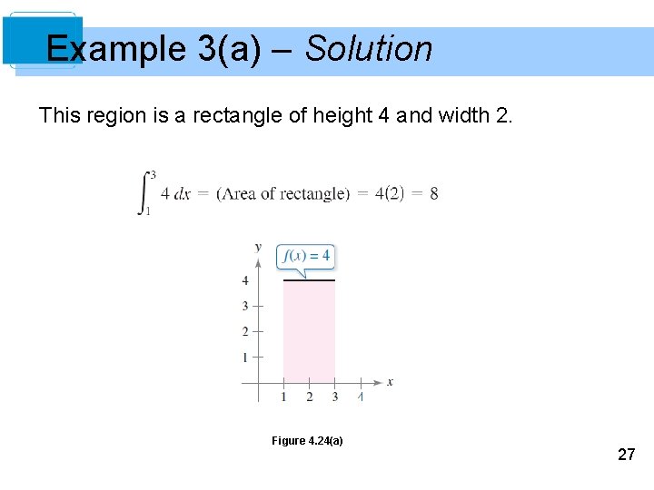 Example 3(a) – Solution This region is a rectangle of height 4 and width