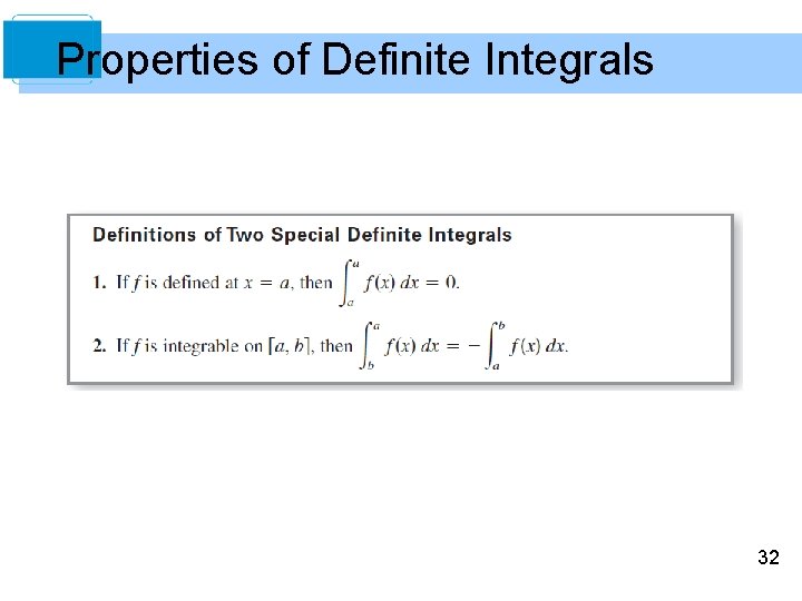 Properties of Definite Integrals 32 