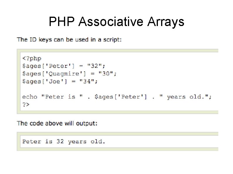 PHP Associative Arrays 