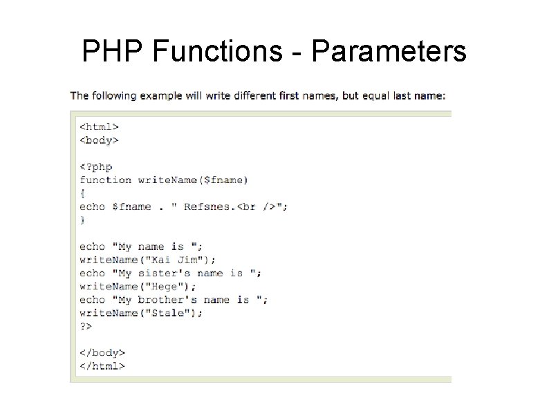 PHP Functions - Parameters 