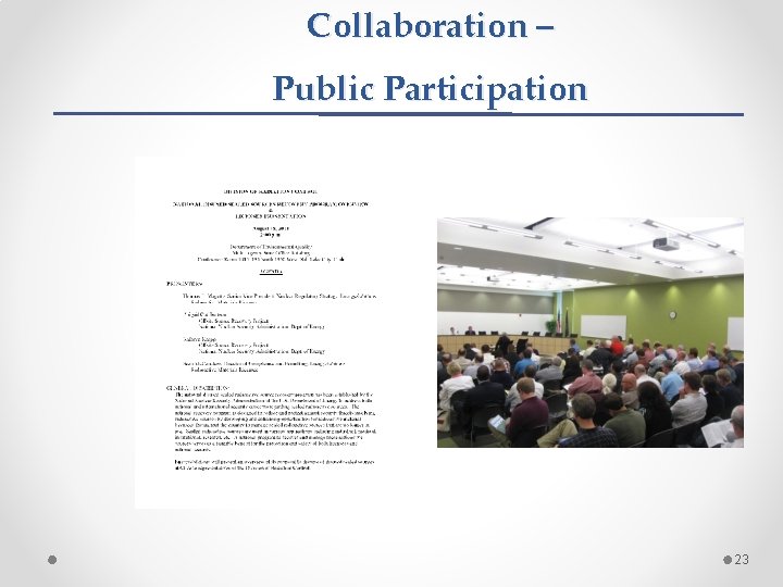 Collaboration – Public Participation 23 