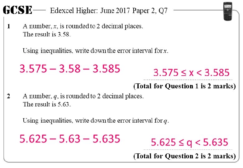 GCSE 1 Edexcel Higher: June 2017 Paper 2, Q 7 A number, x, is