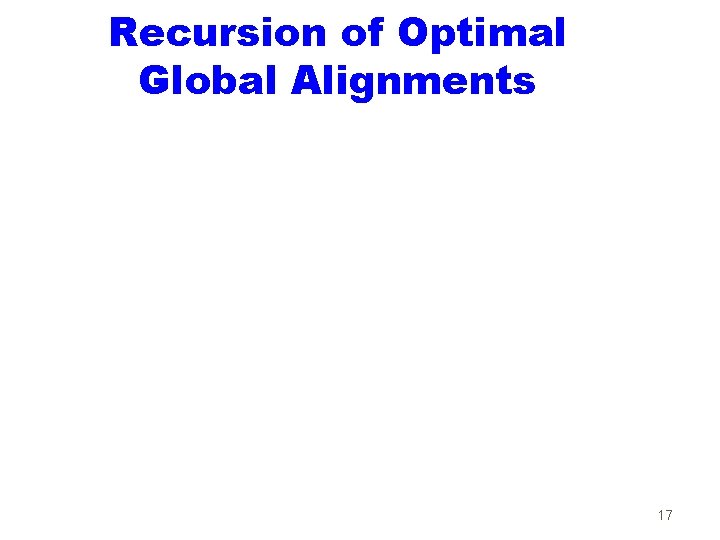 Recursion of Optimal Global Alignments 17 