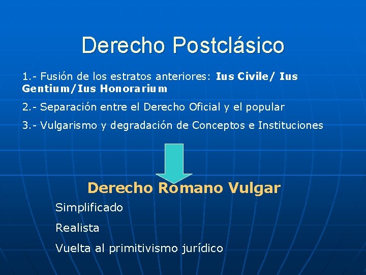 Derecho Postclásico 1. - Fusión de los estratos anteriores: Ius Civile/ Ius Gentium/Ius Honorarium