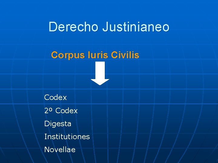 Derecho Justinianeo Corpus Iuris Civilis Codex 2º Codex Digesta Institutiones Novellae 