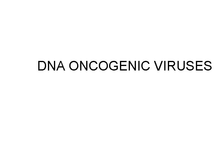 DNA ONCOGENIC VIRUSES 