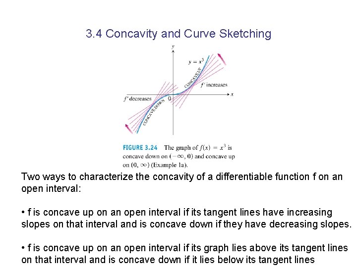 3. 4 Concavity and Curve Sketching Two ways to characterize the concavity of a