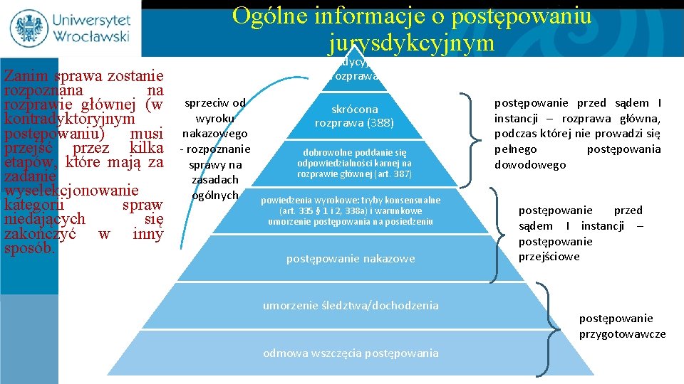 Ogólne informacje o postępowaniu jurysdykcyjnym Zanim sprawa zostanie rozpoznana na rozprawie głównej (w kontradyktoryjnym
