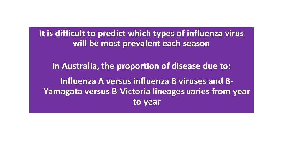 It is difficult to predict which types of influenza virus will be most prevalent