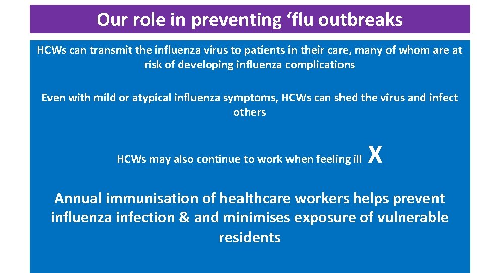 Our role in preventing ‘flu outbreaks HCWs can transmit the influenza virus to patients