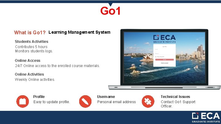 Go 1 What is Go 1? Learning Management System Students Activities Contributes 5 hours