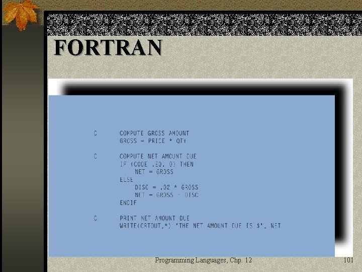 FORTRAN Programming Languages, Chp. 12 101 