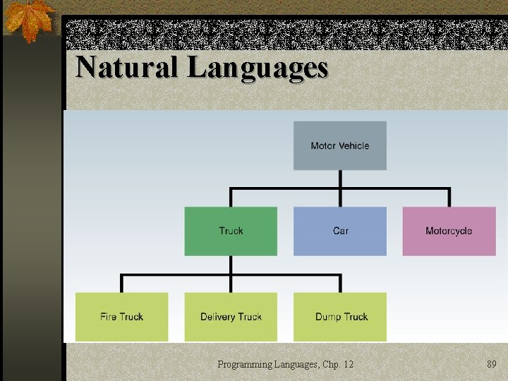 Natural Languages Programming Languages, Chp. 12 89 
