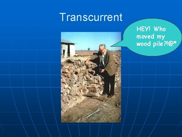 Transcurrent HEY! Who moved my wood pile? !@* 