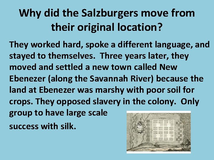 Why did the Salzburgers move from their original location? They worked hard, spoke a