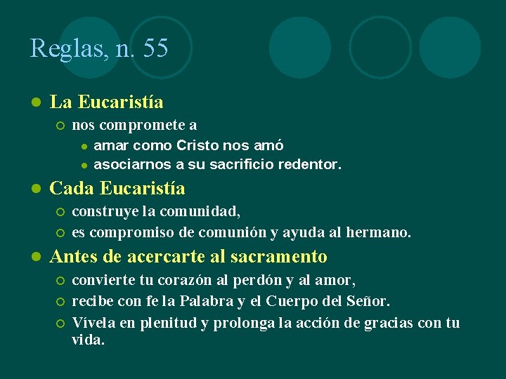 La Presencia eucarstica En la Palabra En los