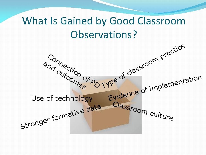What Is Gained by Good Classroom Observations? e tic c pra Co m an