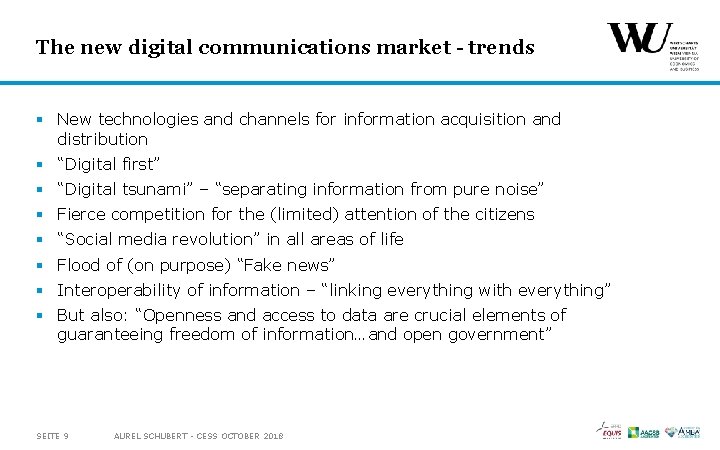 The new digital communications market - trends § New technologies and channels for information