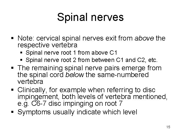 Spinal nerves § Note: cervical spinal nerves exit from above the respective vertebra §