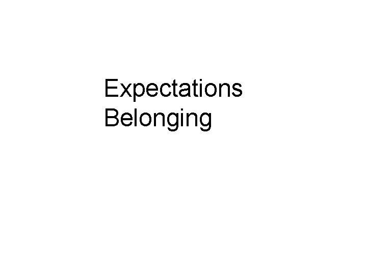 Expectations Belonging 