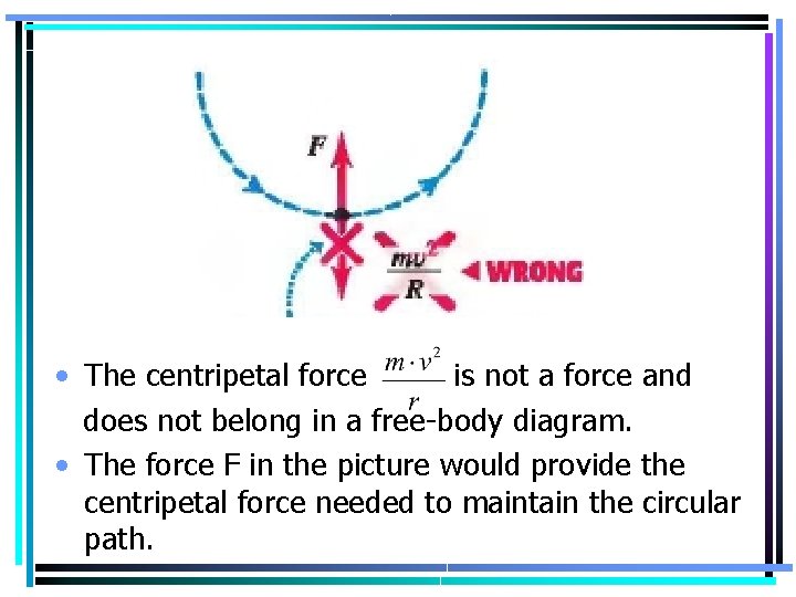  • The centripetal force is not a force and does not belong in