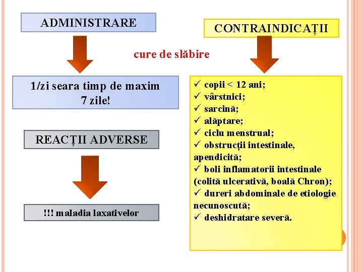 ADMINISTRARE CONTRAINDICAȚII cure de slăbire 1/zi seara timp de maxim 7 zile! REACȚII ADVERSE