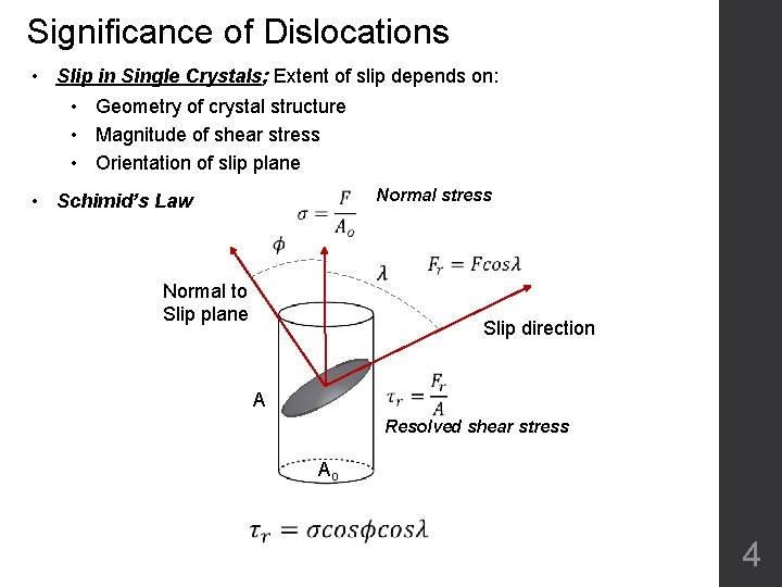 Significance of Dislocations • Slip in Single Crystals; Extent of slip depends on: •