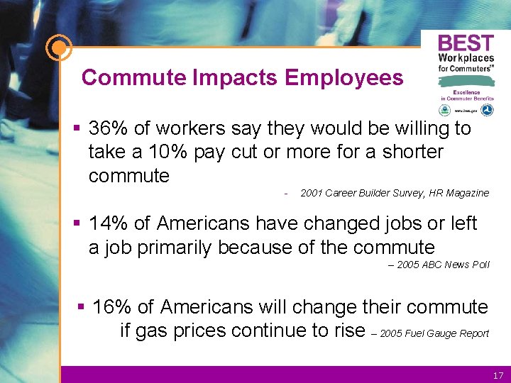 Commute Impacts Employees § 36% of workers say they would be willing to take