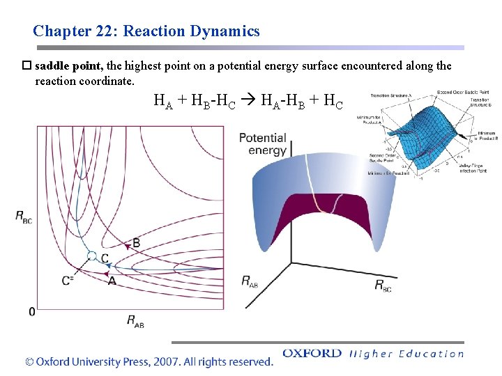 Chapter 22: Reaction Dynamics saddle point, the highest point on a potential energy surface