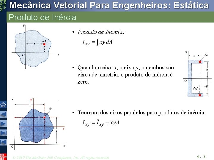 Nona Edição Mecânica Vetorial Para Engenheiros: Estática Produto de Inércia • Produto de Inércia: