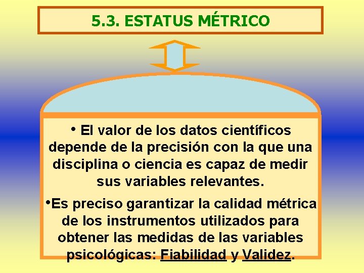 5. 3. ESTATUS MÉTRICO • El valor de los datos científicos depende de la