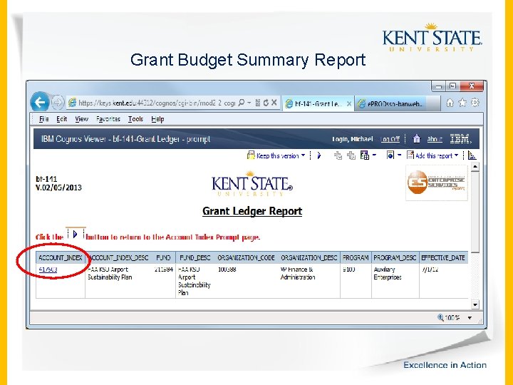 Grant Budget Summary Report 