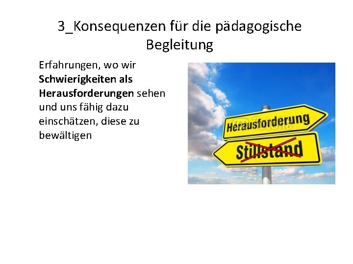 3_Konsequenzen für die pädagogische Begleitung Erfahrungen, wo wir Schwierigkeiten als Herausforderungen sehen und uns