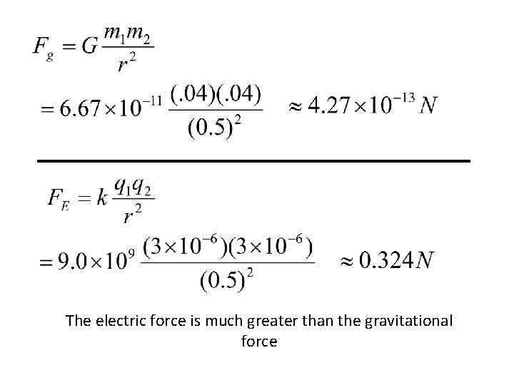 The electric force is much greater than the gravitational force 