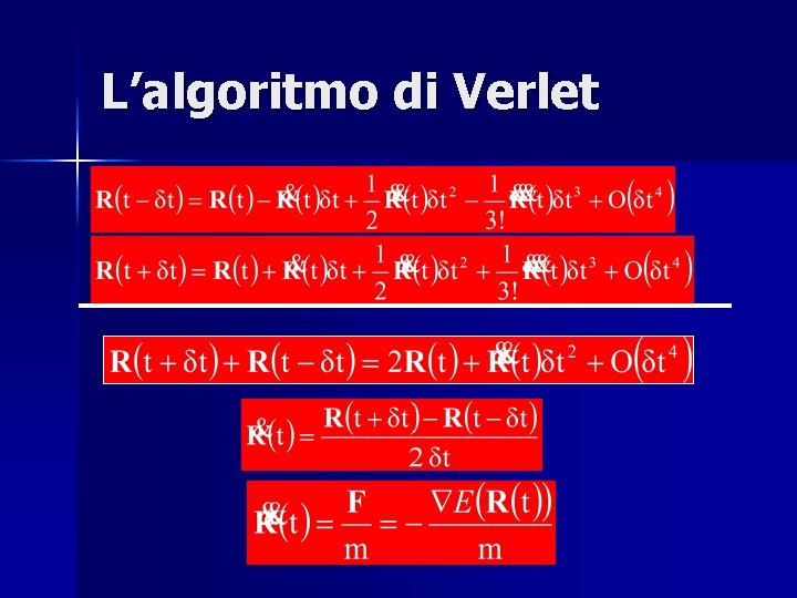 L’algoritmo di Verlet 