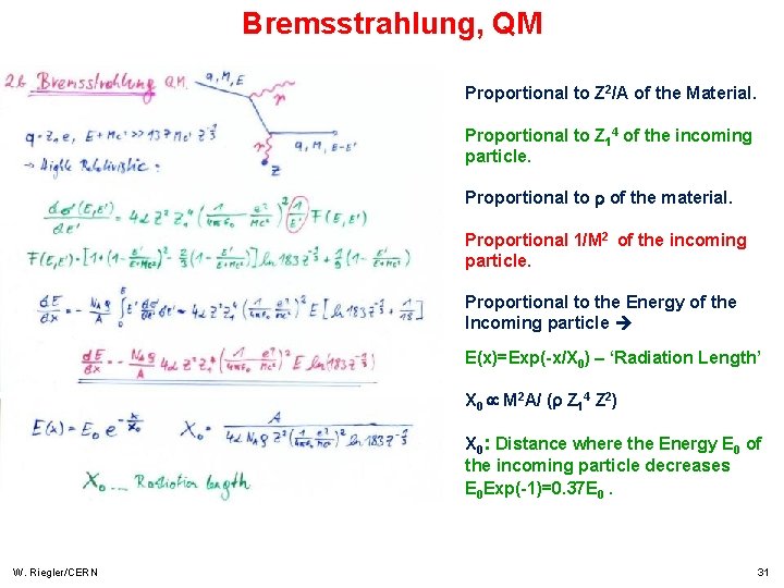 Bremsstrahlung, QM Proportional to Z 2/A of the Material. Proportional to Z 14 of