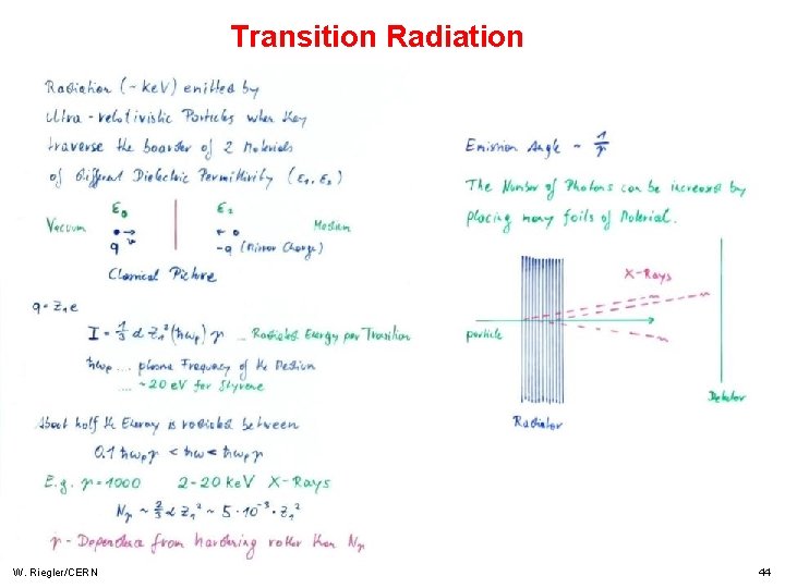 Transition Radiation W. Riegler/CERN 44 