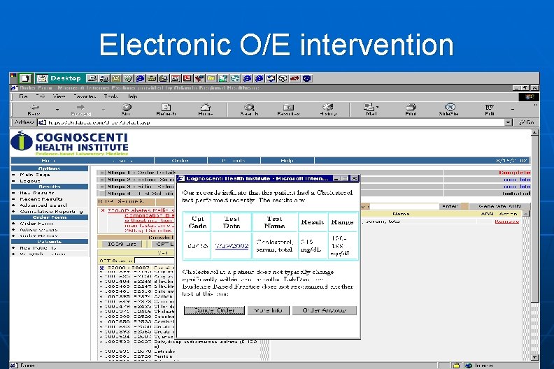 Electronic O/E intervention 