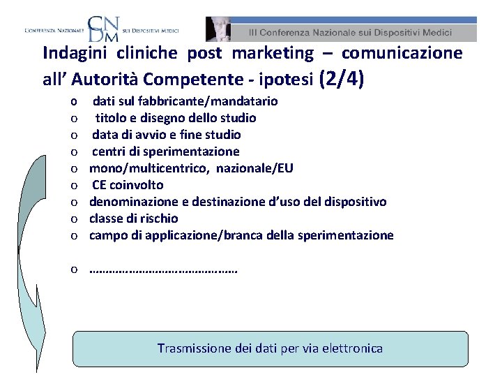 Indagini cliniche post marketing – comunicazione all’ Autorità Competente - ipotesi (2/4) o dati