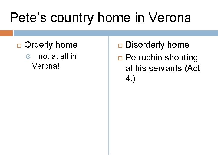 Pete’s country home in Verona Orderly home not at all in Verona! Disorderly home