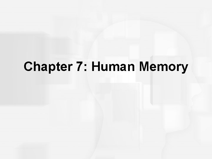 Chapter 7: Human Memory 