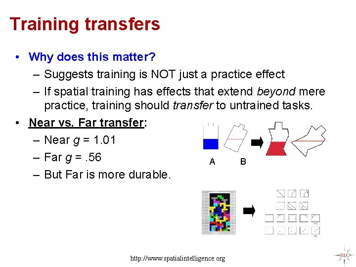 Training transfers • Why does this matter? – Suggests training is NOT just a