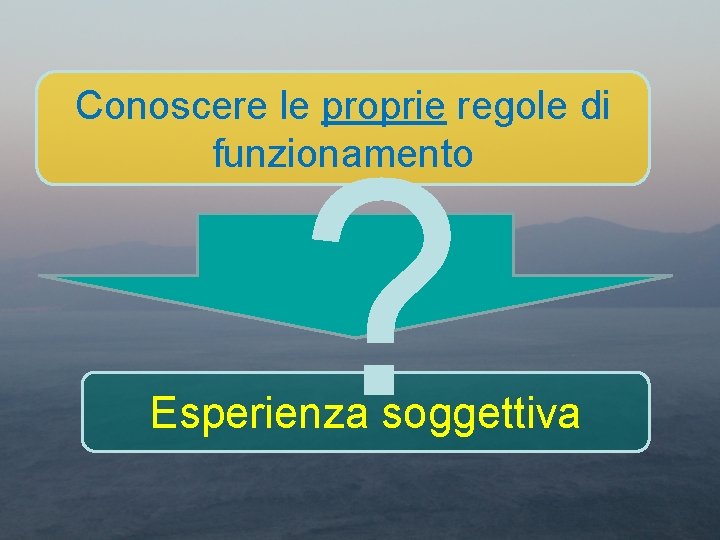 Conoscere le proprie regole di funzionamento ? Esperienza soggettiva 