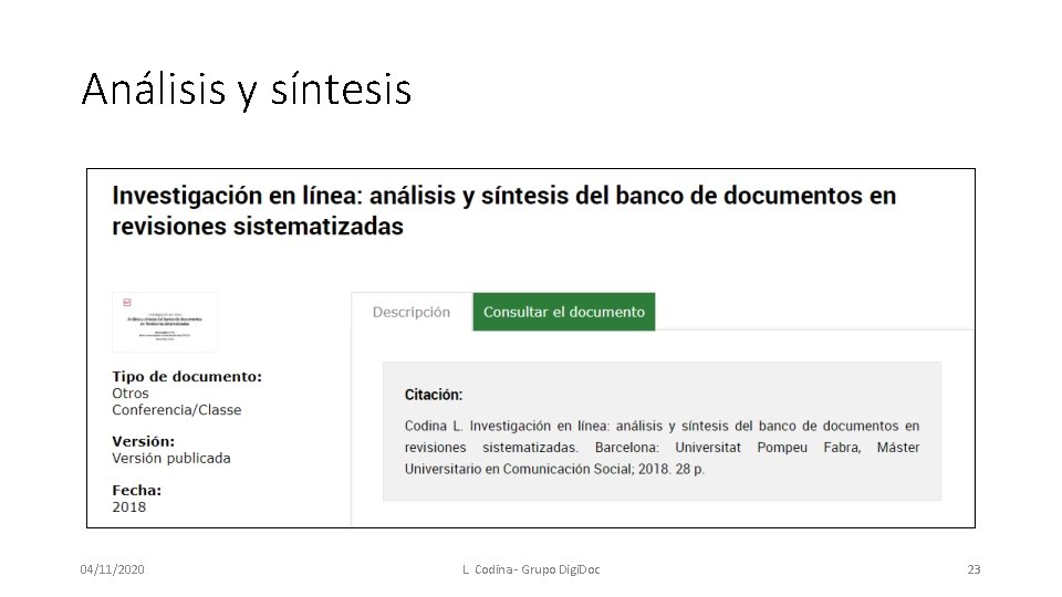 Análisis y síntesis 04/11/2020 L. Codina - Grupo Digi. Doc 23 