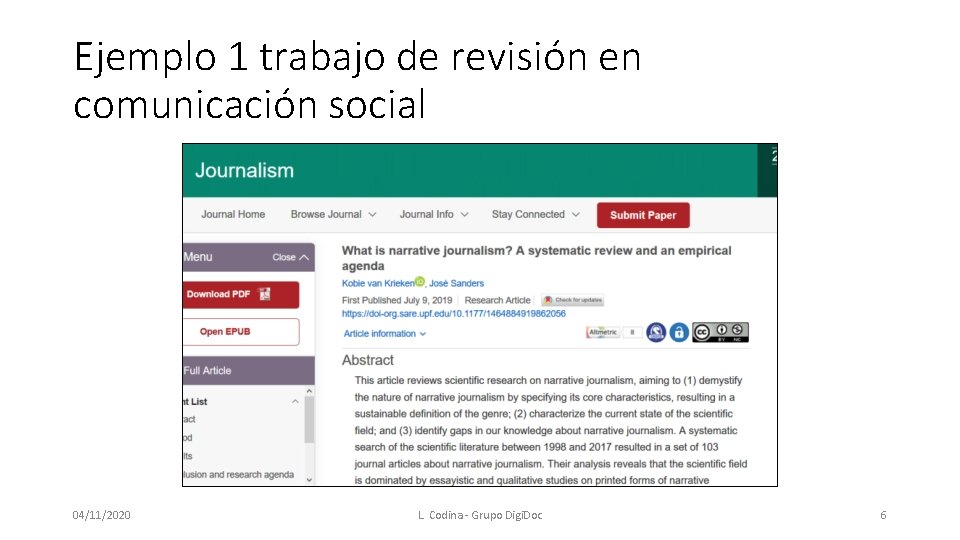 Ejemplo 1 trabajo de revisión en comunicación social 04/11/2020 L. Codina - Grupo Digi.