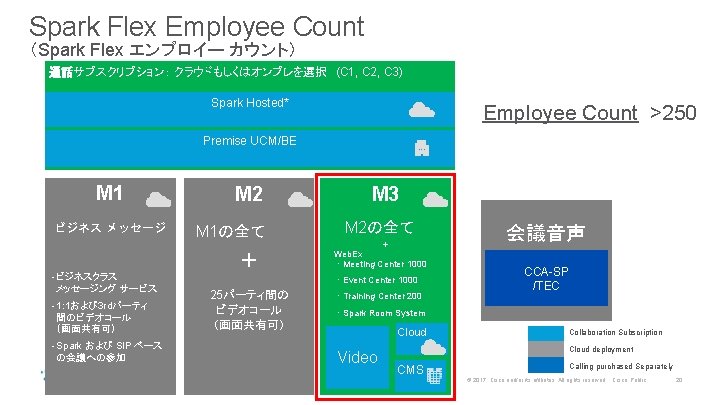 Spark Flex Employee Count （Spark Flex エンプロイー カウント） 通話サブスクリプション： クラウドもしくはオンプレを選択　(C 1, C 2, C