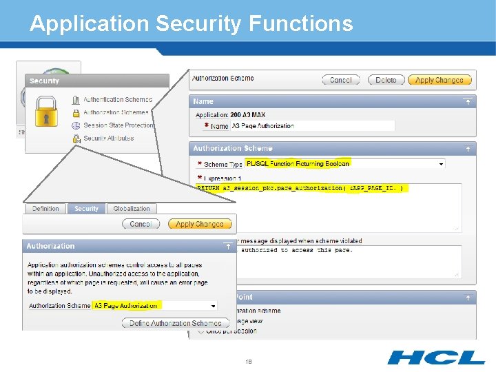 Application Security Functions 18 